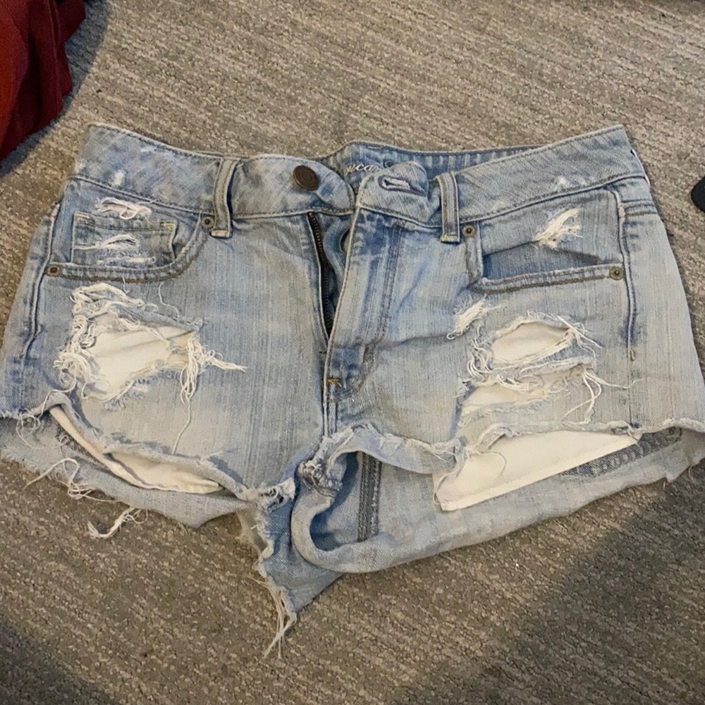 Distressed american eagle size 8 jean shorts